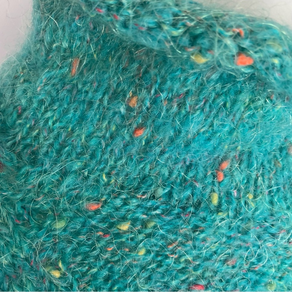 f u z z y :: Vintage Mohair Slouchy Turquoise Handmade Knit Sweater - Picture 8 of 14